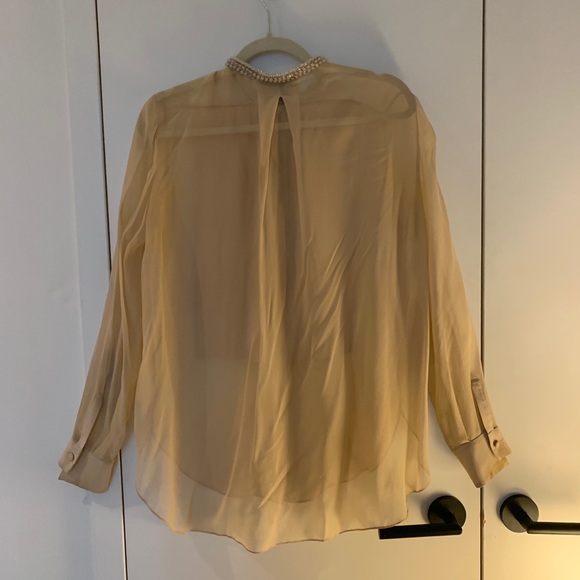 3.1 Phillip Lim Blush Chiffon Beaded Neck Top - Picture 2 of 3